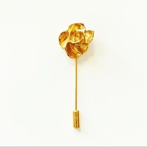 Vintage || Gold Tone Rose Stick Pin